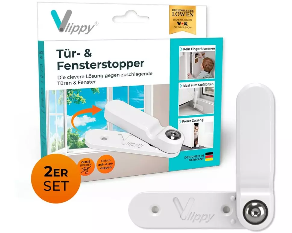 Vlippy Tür- & Fensterstopper 2er-Set Weiss