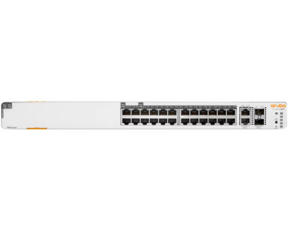 HPE Networking Instant On 1960 Switch, 24G, 2 XGT, 2 SFP+ Ports, PoE C4 370W, 1U, Layer 2+, Plug and Play, True Stacking, Mobile App