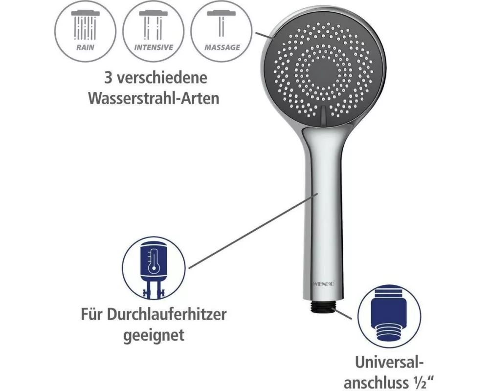 Wenko Duschkopf 9.6 cm Silber Glänzend