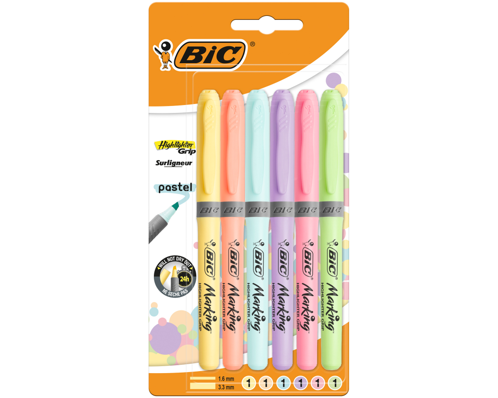 BIC Textmarker Pastel 992561 6 Farben ass.