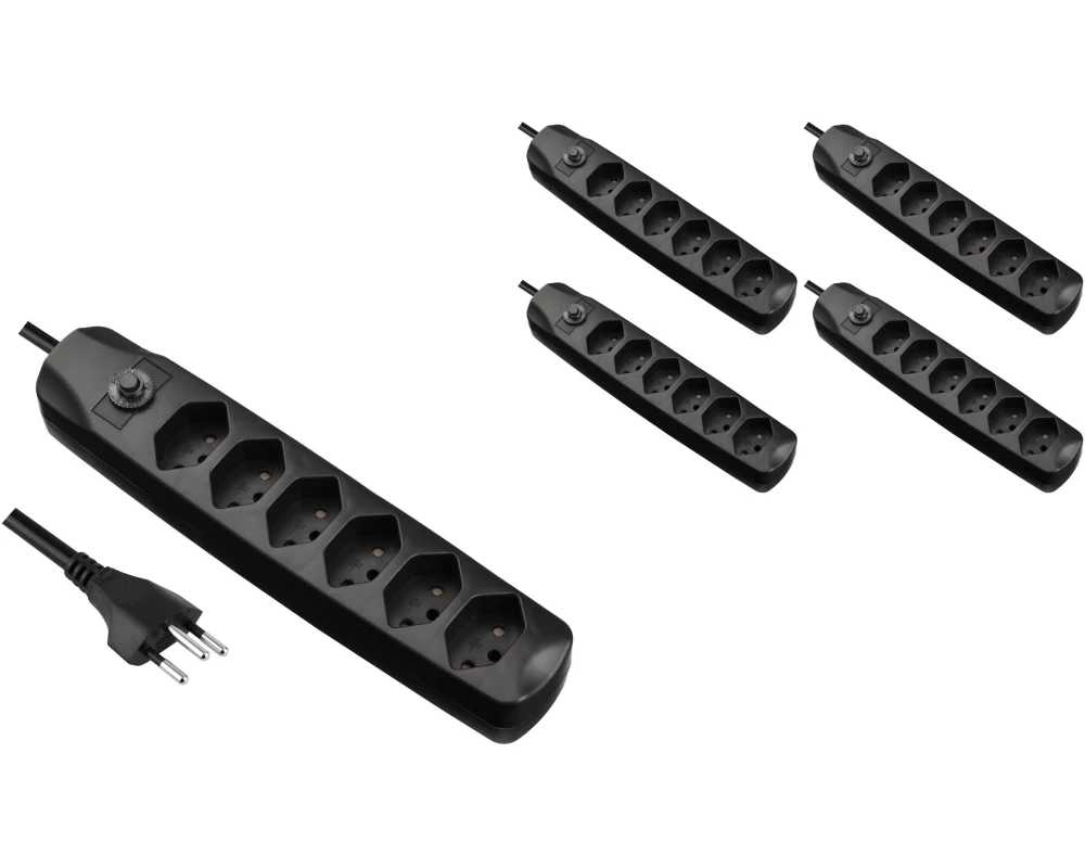 FURBER.power Steckdosenleiste mit Überlastschutz 6x T13, 5 Stück