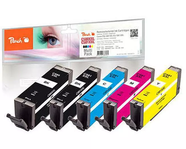 Peach Tintenset Canon PGI-580XXL / CLI-581XXL BK, PBK, C, M, Y