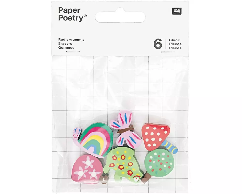 Rico Design Radiergummi Waldtiere 6 Stück, Mehrfarbig