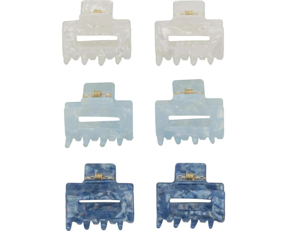 SOLEY Klemme 6 Stück Weiss, Blau glänzend
