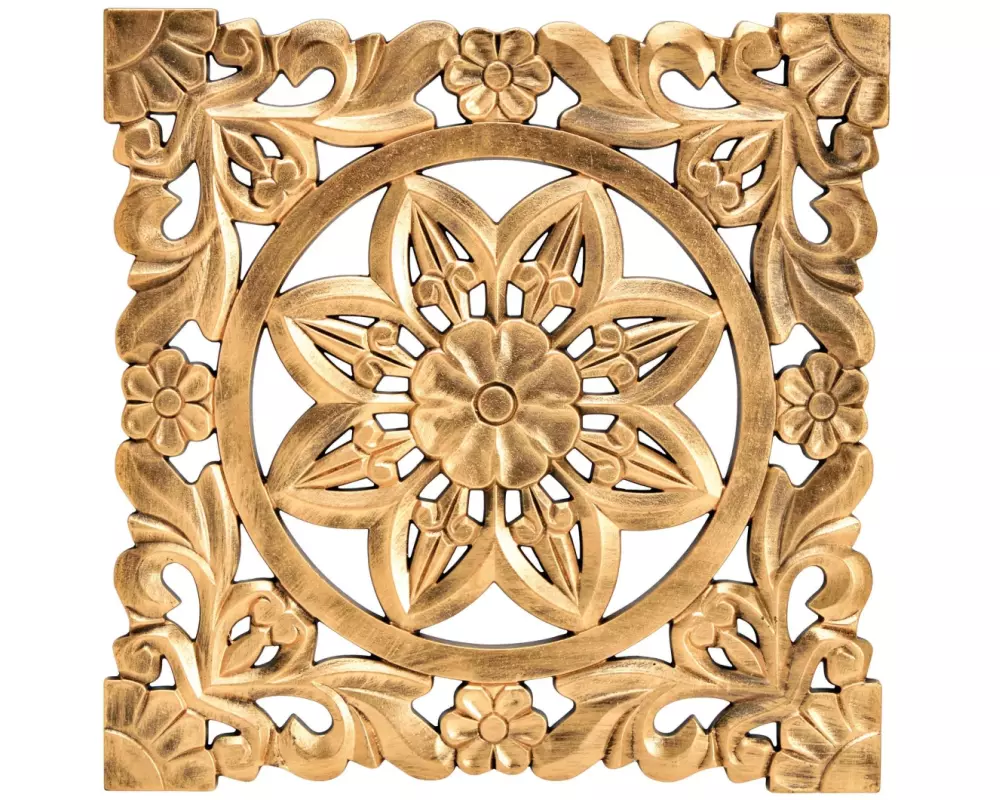 G. Wurm Wanddekoration Blumendekor 38 x 38 cm, Holz