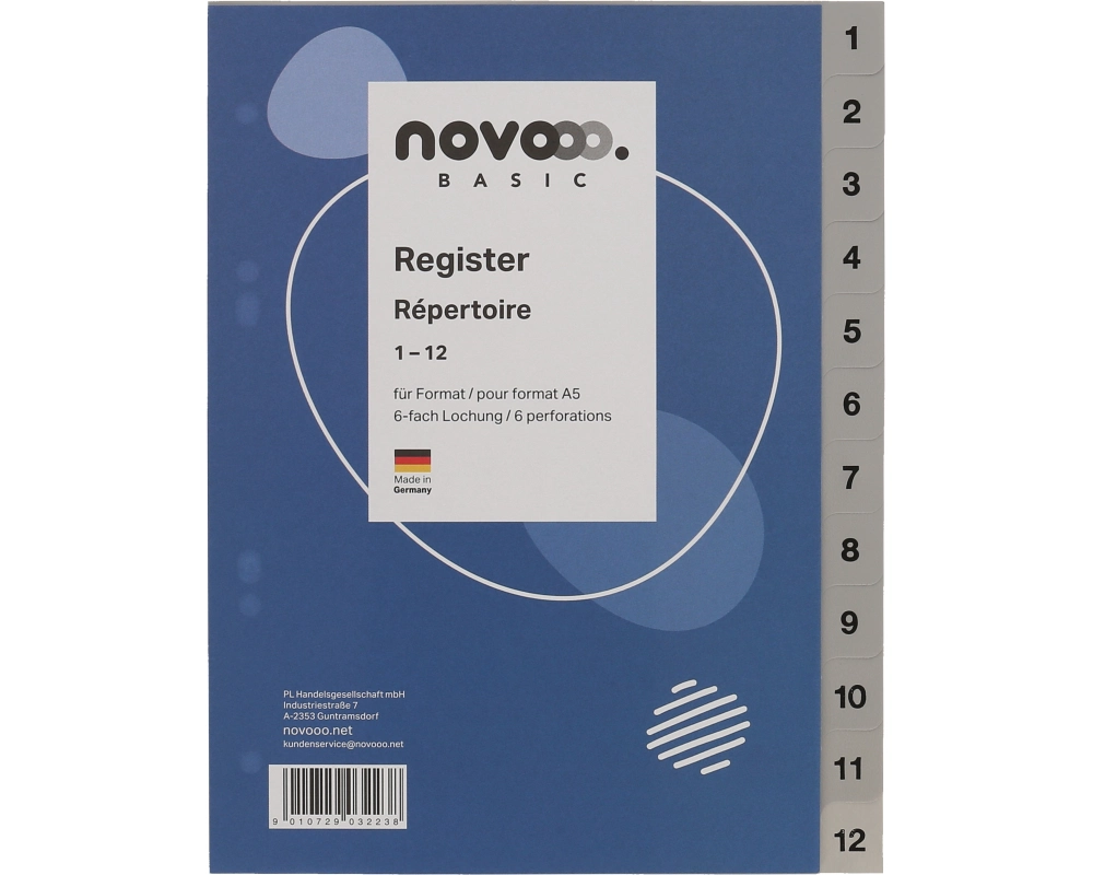 NOVOOO Register PP A5 40977 grau 1-12