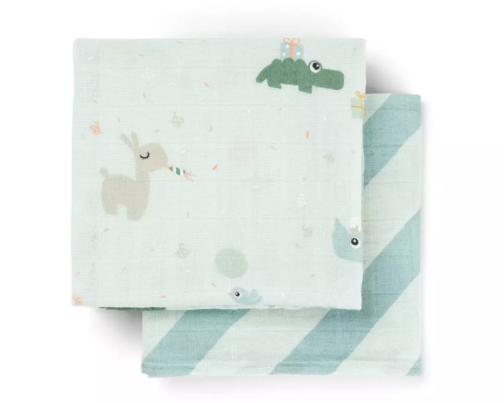 done by deer Mulltuch 2 Stück Celebration Blau 65 cm x 65 cm