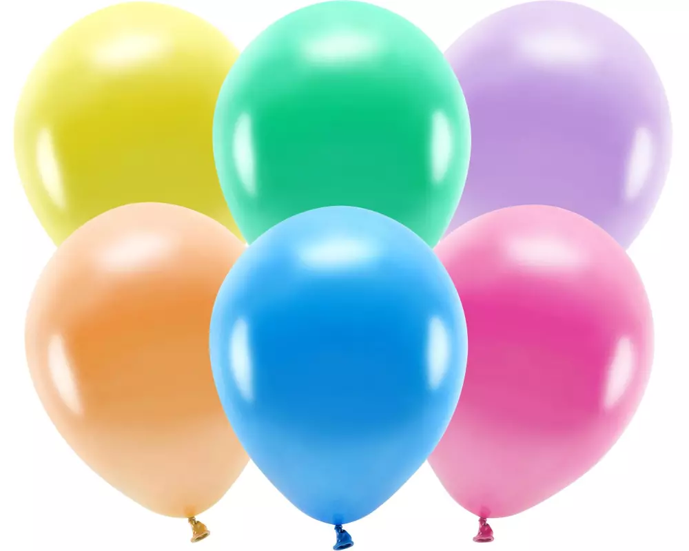 Partydeco Luftballon Uni Eco Metallic 10 Stück, Mehrfarbig