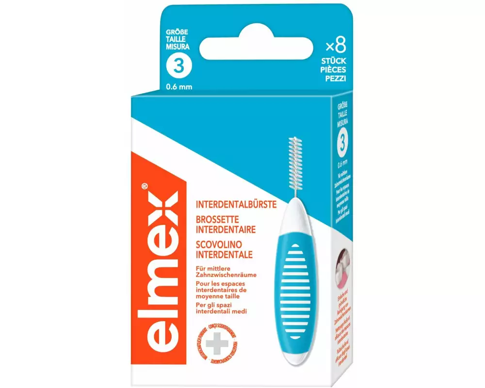 elmex Interdentalbürsten Blau, Grösse 3 0.6 mm, 8 Stück