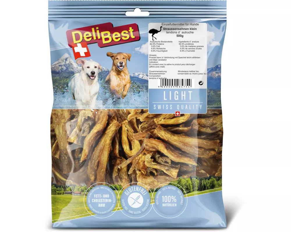 DeliBest Kausnack Light Straussen Sehnen klein 500 g