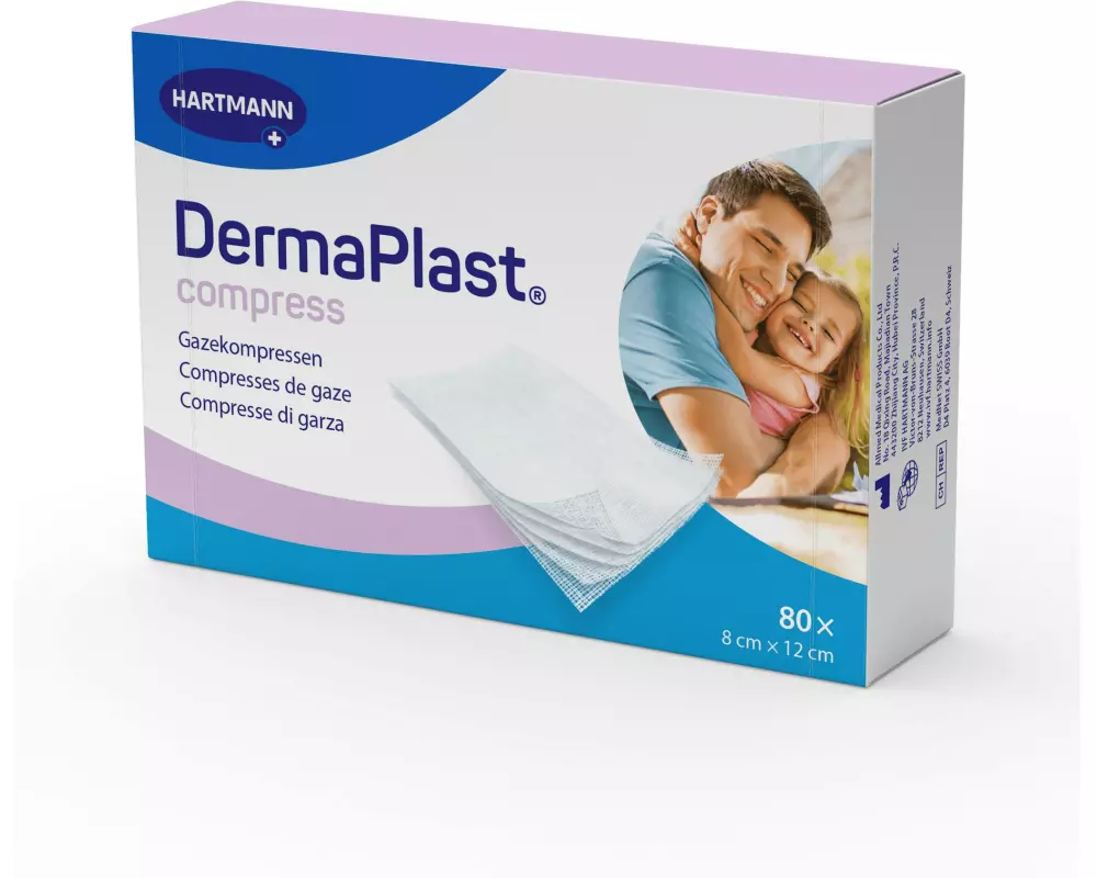 DermaPlast Gazekompresse steril 8 cm x 12 cm 80 Stück