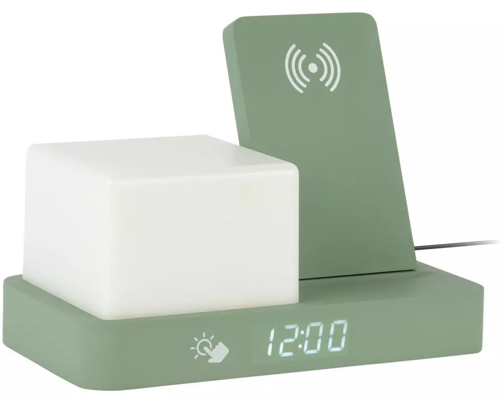 KARLSSON Wecker Retro Night Light LED Dschungel grün