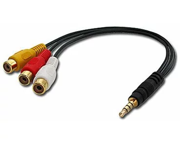 LINDY Video Adapter, 3xRCA-3.5mm F-M, black, Audio Video Adapter Video+Audio-Stereo 4 Segment