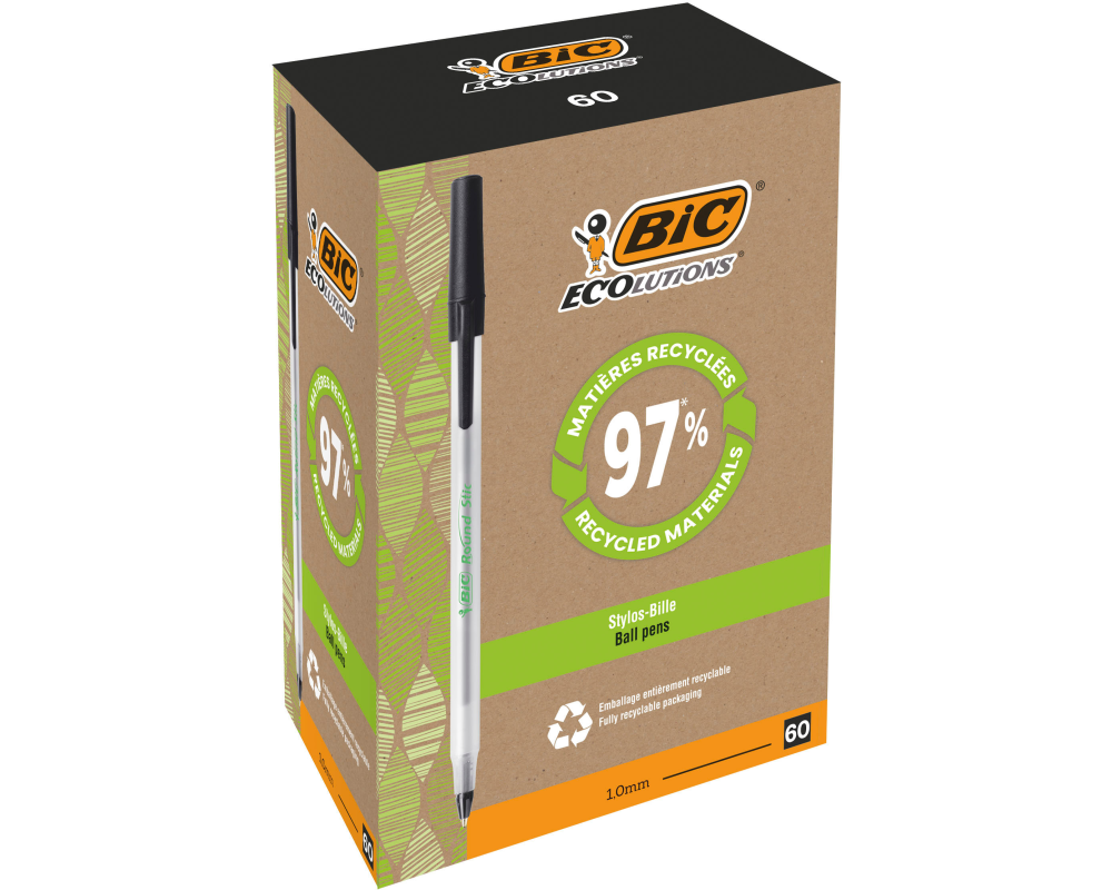 BIC Kugelschreiber Ecolutions M 8932393 schwarz, Round Stic