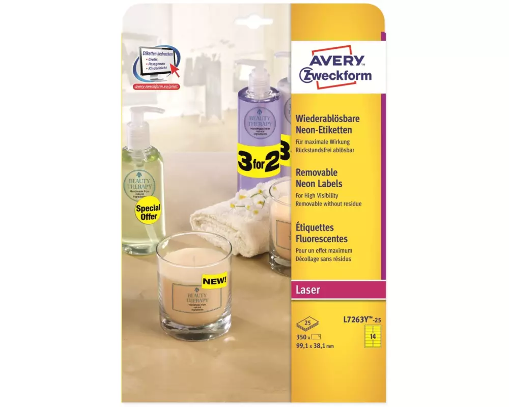 Avery Zweckform Universal-Etiketten 99.1 x 38.1 mm, 25 Blatt