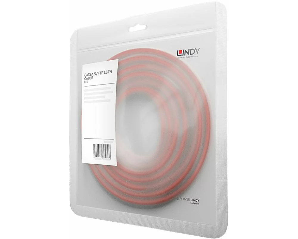 LINDY Patch Cable, Cat6A, S/FTP, RJ45-RJ45, 2m, red, LSOH, including Testprotocol