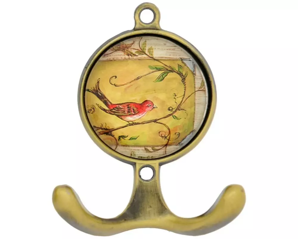 Tranquillo Wandhaken Vogel, 2-fach, Metall/Glas