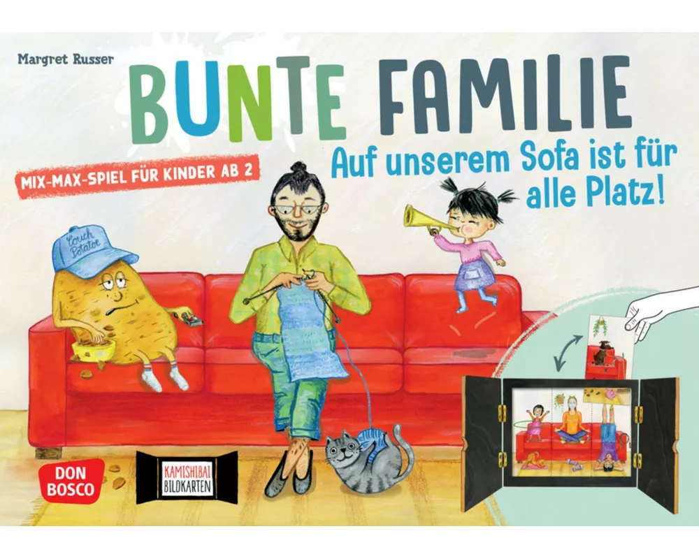 Bunte Familie: Auf unserem Sofa ist für alle Platz. Mix-Max-Spiel für Kinder ab 2