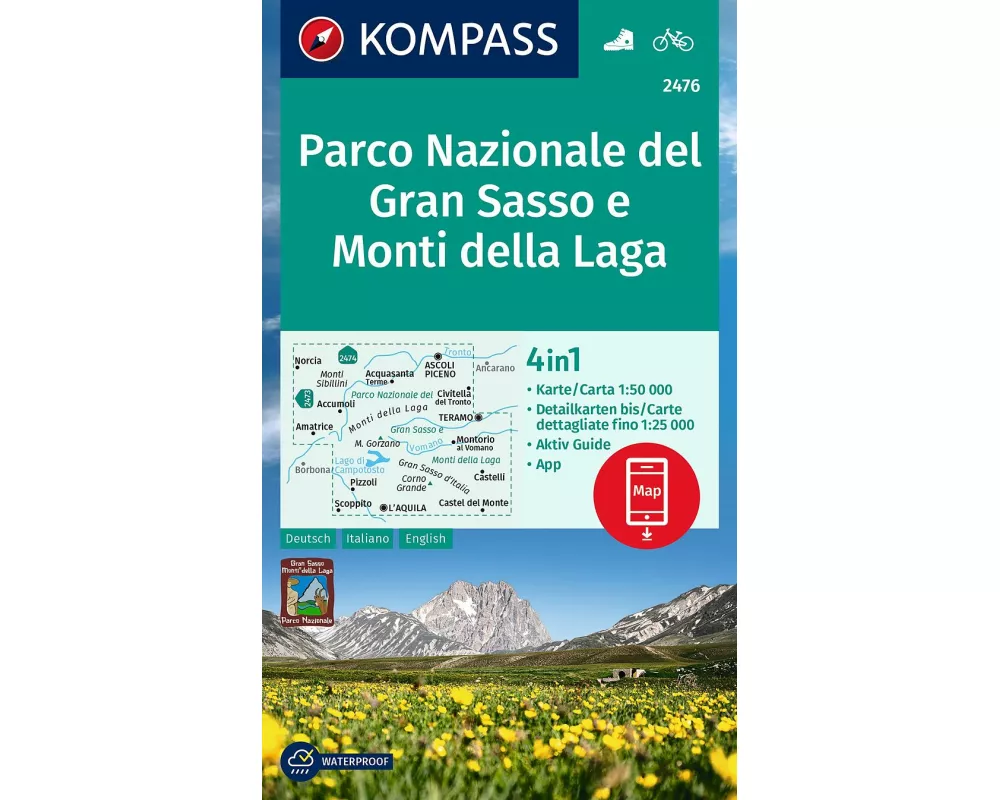 KOMPASS Wanderkarte 2476 Parco Nazionale del Gran Sasso e Monti della Laga 1:50.000