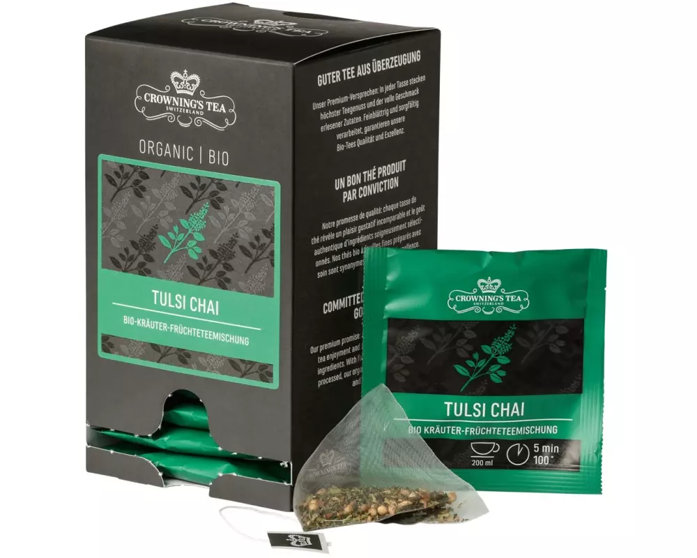 Crowning’s Tea Teebeutel Bio Tulsi Chai 15 Stück