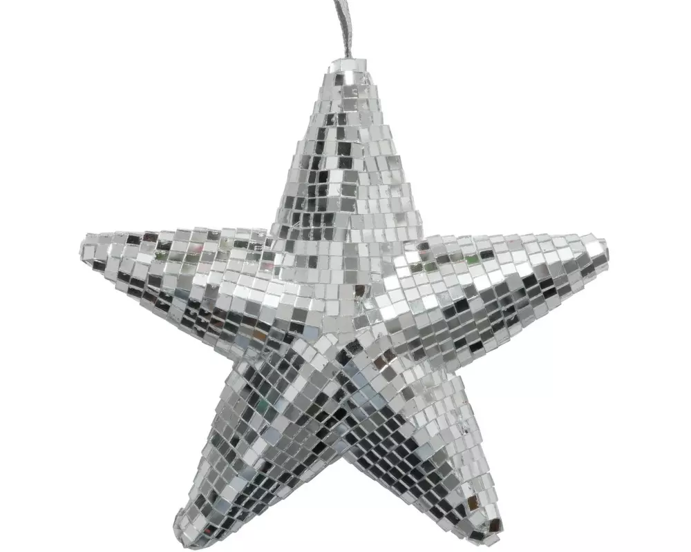 Boltze Weihnachtsschmuck Stern Disco Silber, 20 x 20 cm