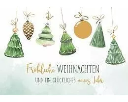Doppelkarte. Green Karma X-MAS - Schöne Christbaumanhänger