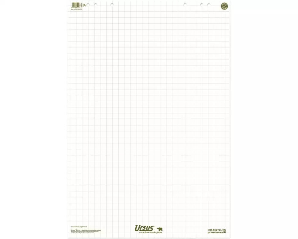 Ursusgreen Flipchart 68 x 99 cm, 20 Blatt, Kariert, 5 Stück