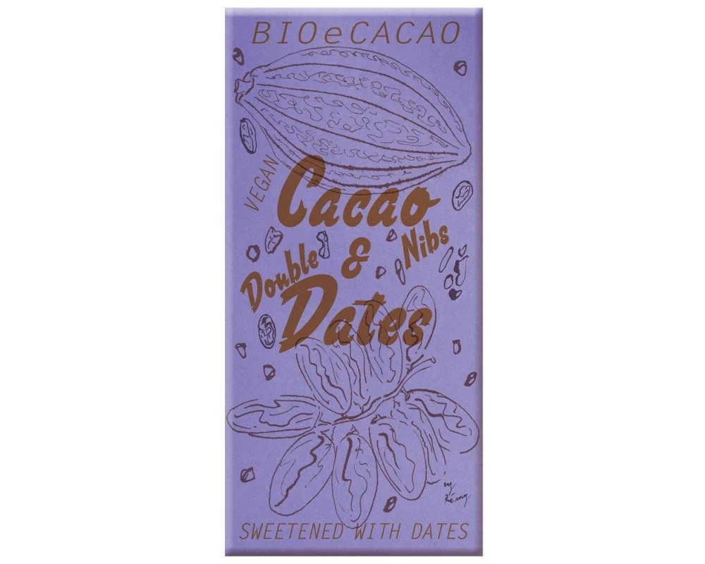 BioeCacao Dattelschokolade Double Dates Nibs 51% 90 g