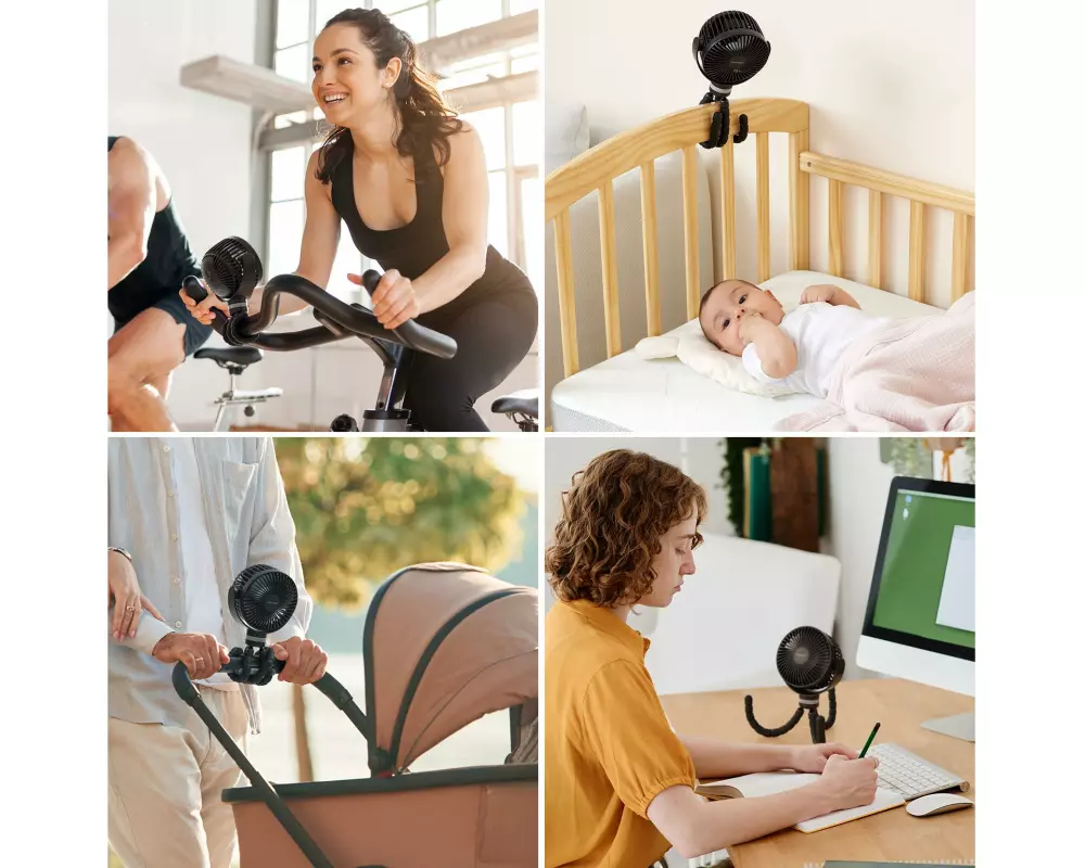 momcozy Kinderwagenventilator Kinderwagenventilator Tragbar, Schwarz