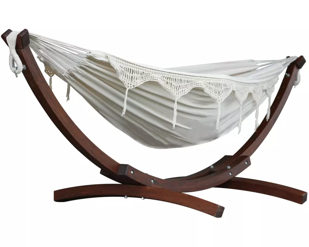 Vivere Doppelhängematte Double Cotten Natural mit Holzgestell