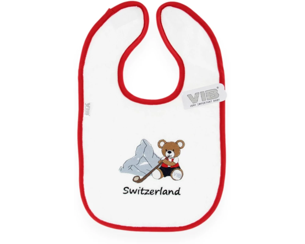Very Important Baby Lätzchen Bär + Matterhorn + Switzerland Weiss/Rot