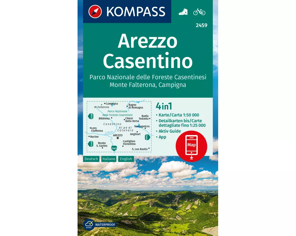 KOMPASS Wanderkarte 2459 Arezzo, Casentino, Parco Nazionale delle Foreste Casentinesi, Monte Falterona, Campigna 1:50.000