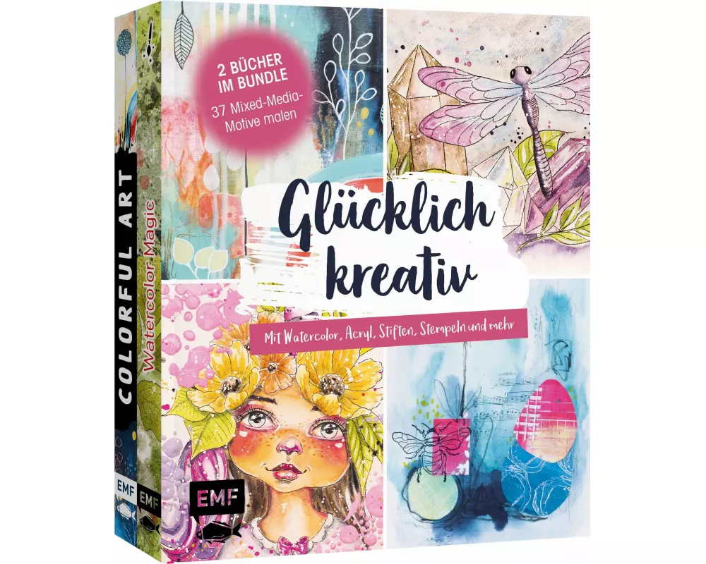 Glücklich kreativ – Zwei Bücher im Bundle: 37 Mixed-Media-Motive malen