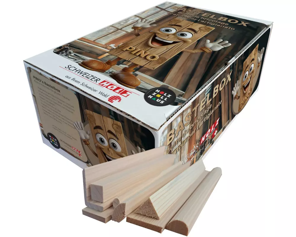Holz Zollhaus Bastelbox PINO, 70 Holzteile