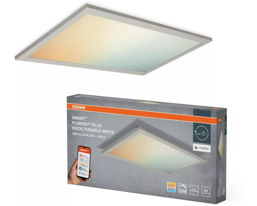 OSRAM LED-Panel 600 x 300 mm, 22 W, 1600 lm, 3000-6500 K, Weiss