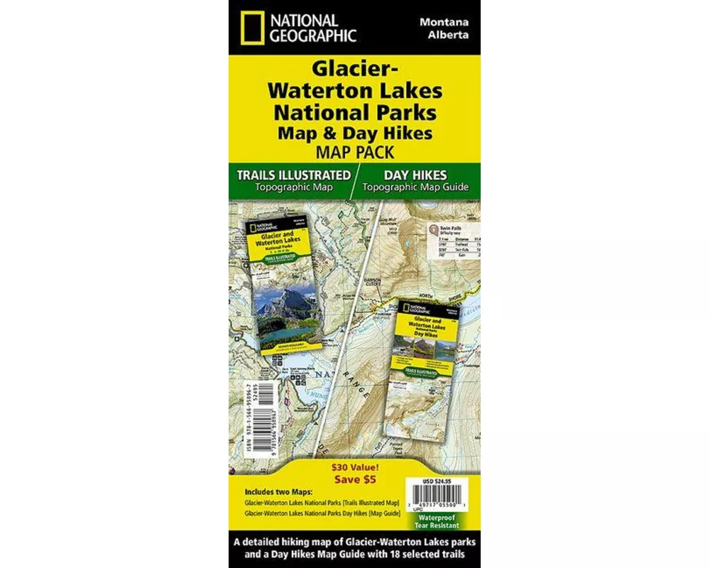 Glacier and Waterton Lakes Day Hikes & National Parks Maps [Map Pack Bundle]