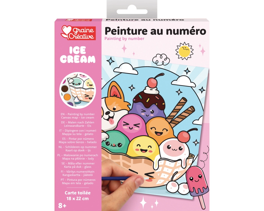 GRAINE CREATIVE Malen nach Zahlen 18x22cm GC-750267 Eiscreme