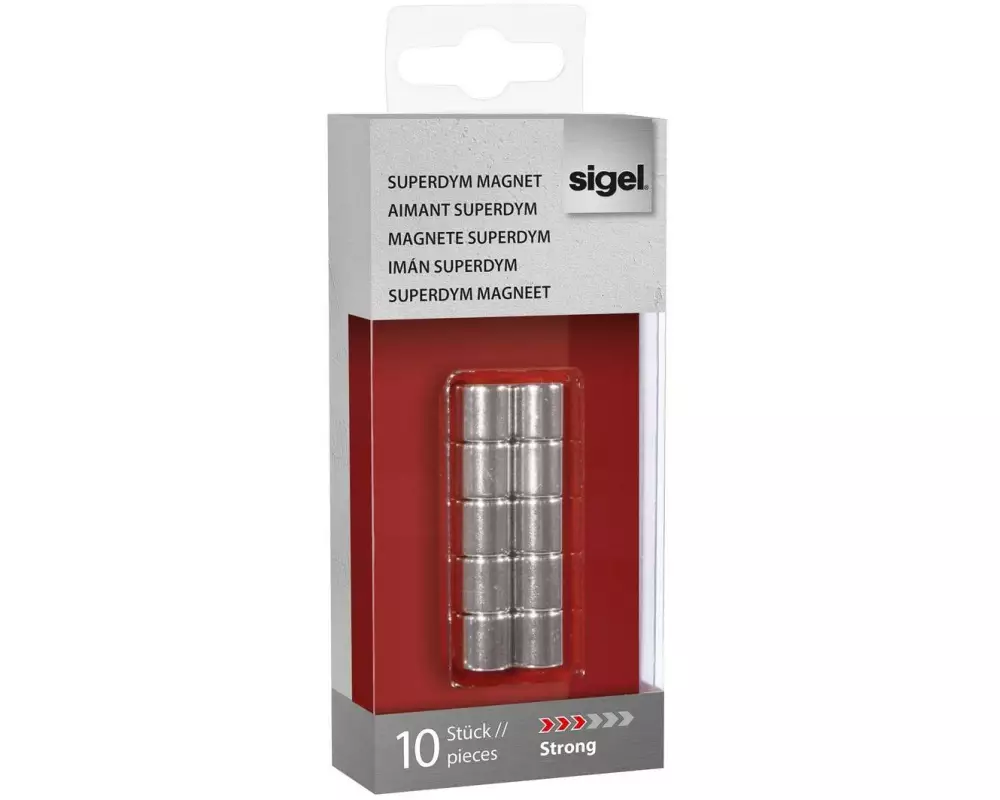 Sigel Magnetplättchen Strong Ø 10 x 10 mm, 10 Stück