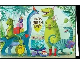 Doppelkarte. Happy Birthday (Dinosaurier)