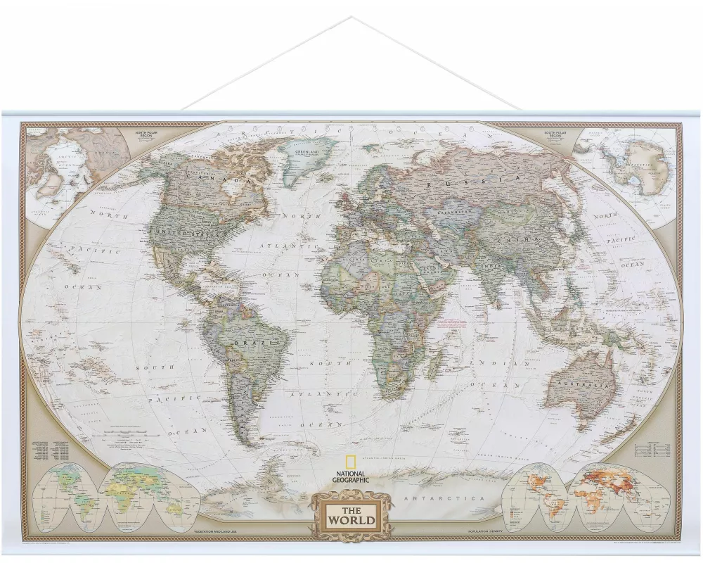 NGS Weltkarte als Poster in Deutsch, mit Leisten, ca. 88x58cm