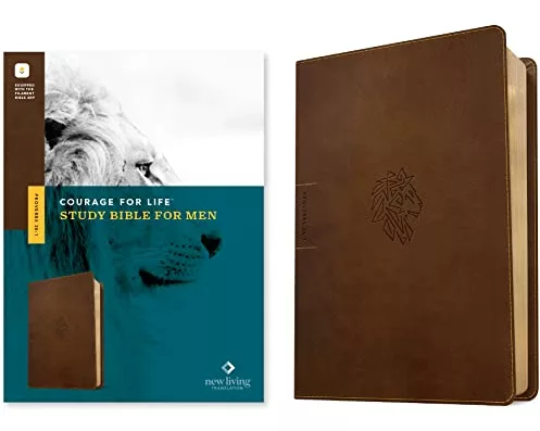 NLT Courage for Life Study Bible for Men, Filament Enabled (Leatherlike, Rustic Brown Lion)