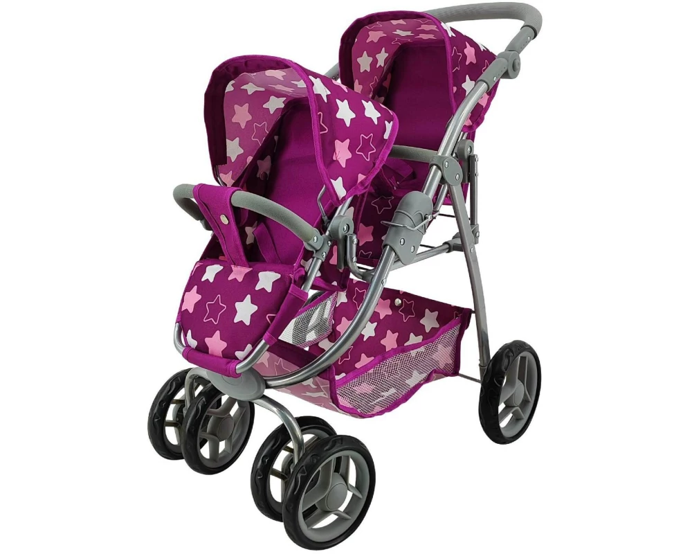 Knorrtoys Zwillingspuppenwagen Milo Star Dark Pink