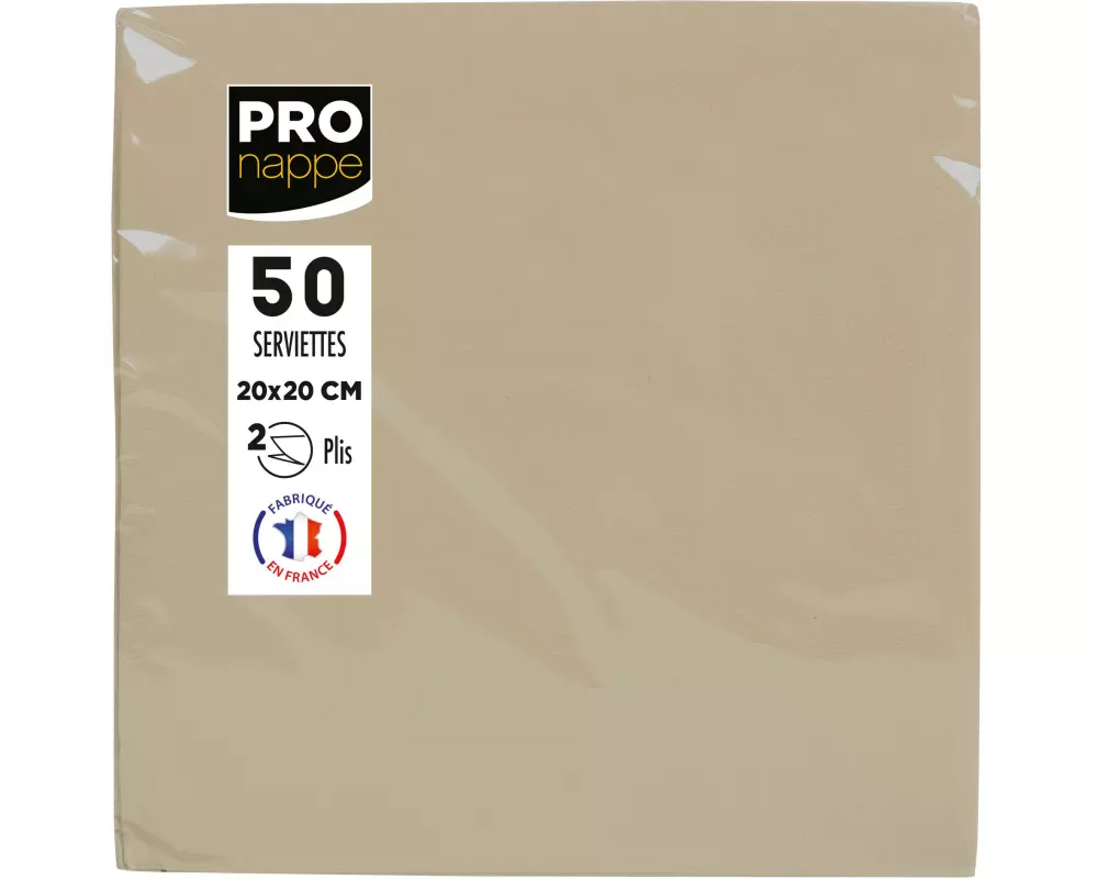 PRO nappe Papierservietten Beige 20 cm x 20 cm, 50 Stück
