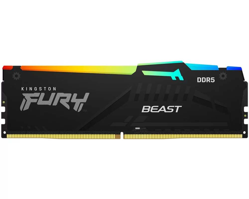 Kingston 16GB, 6400MT/s, DDR5, CL32, DIMM, FURY Beast, RGB, XMP