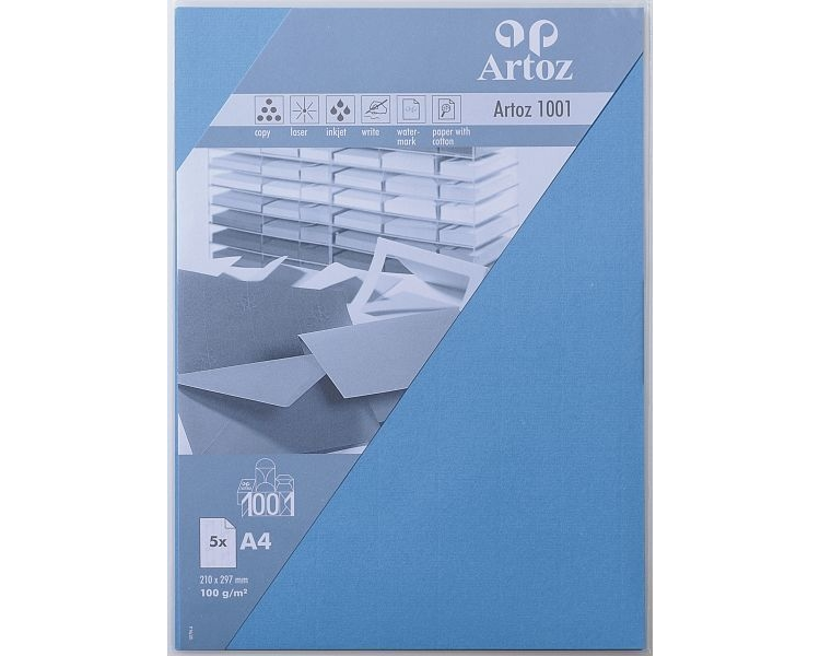 ARTOZ Papier 1001 A4 107796144 100g, marienblau 5 Blatt