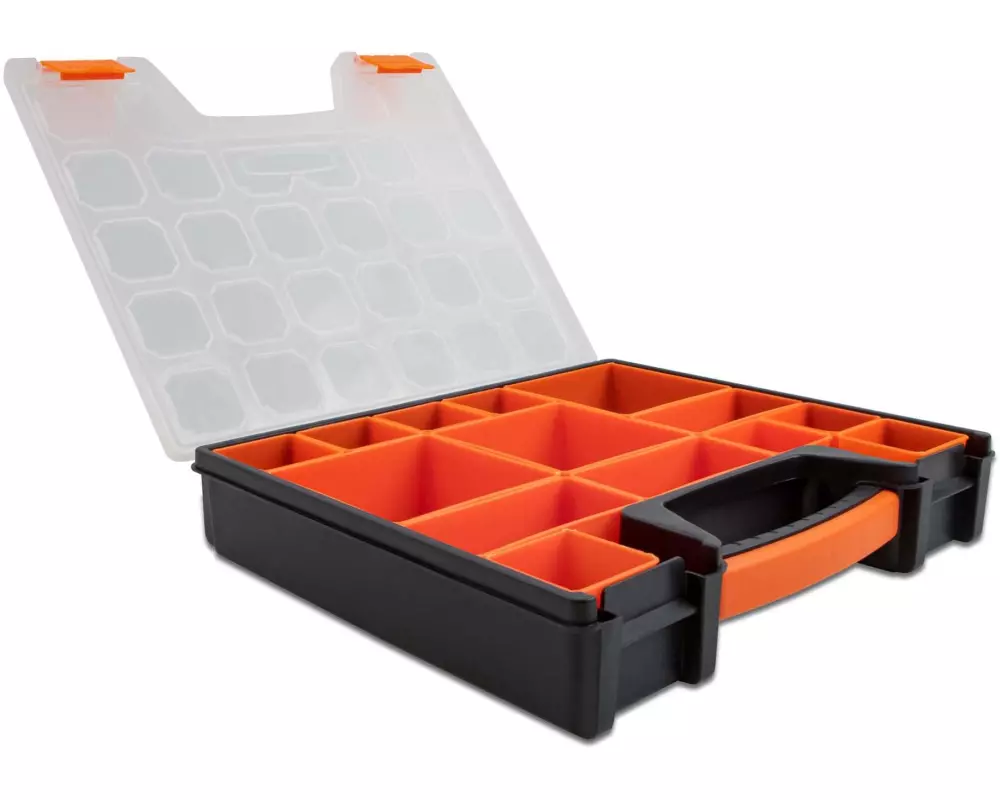 Delock Sortimentskasten Orange / Schwarz 14 Fächer