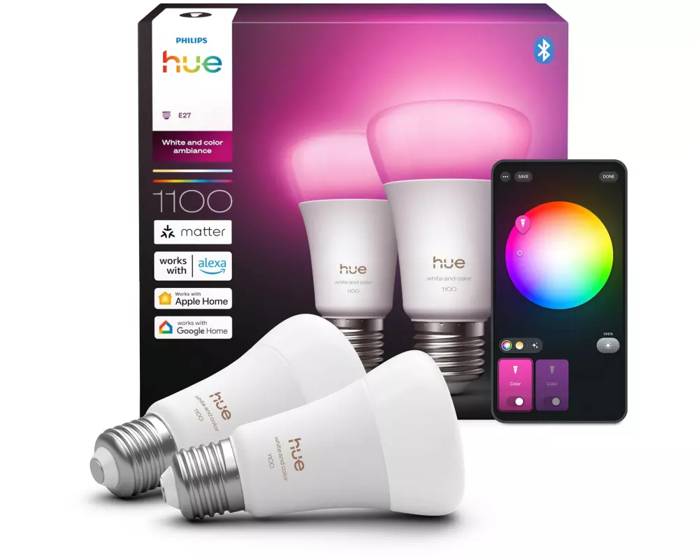 Philips Hue Leuchtmittel White & Col. Amb. E27 Doppelpack 2x 1100 lm
