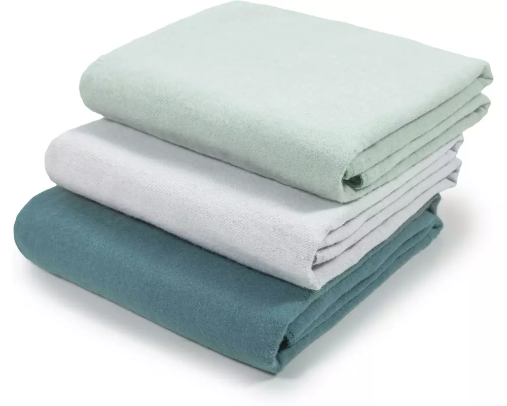 MAKIAN Moltontuch 3-er Set 80 x 80 cm, Grün