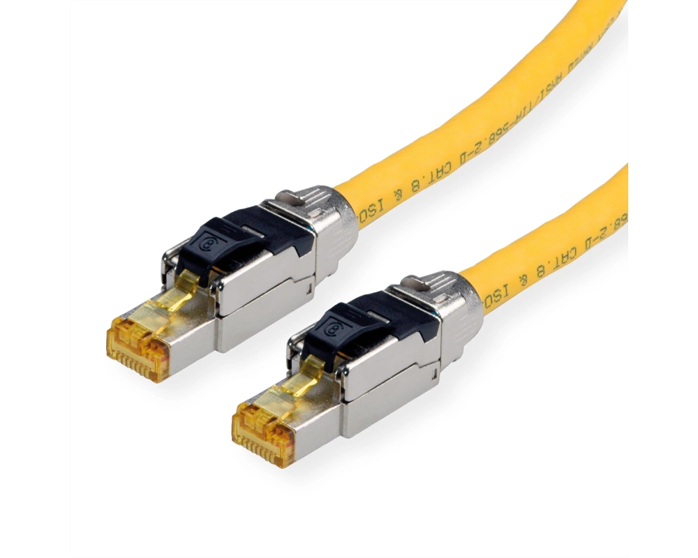 ROLINE S/FTP-(PiMF-) Patchkabel Cat.8 (Class I), LSOH, PoE, Massivdraht, gelb, 2 m