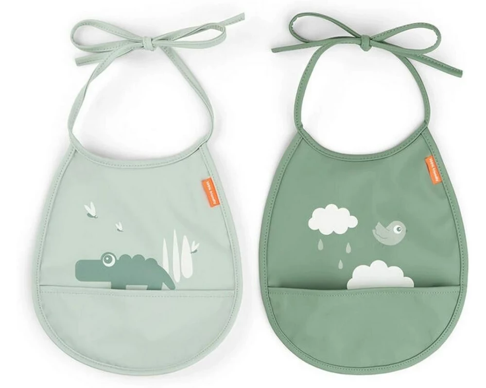 done by deer Lätzchen Mini 2er Set Croco Grün 20 x 19.5 cm